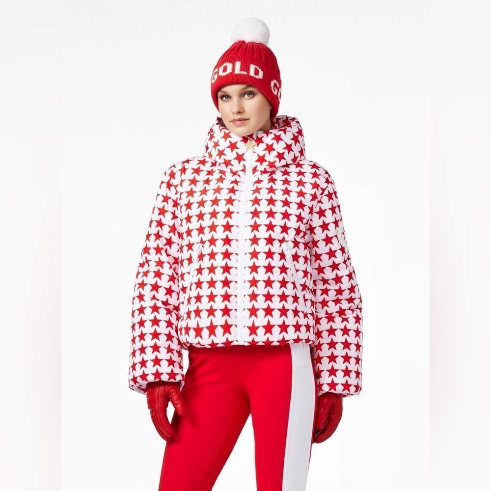 Goldbergh Olympe Goose Down Puffer Ski Jacket US 4 White Flame Red